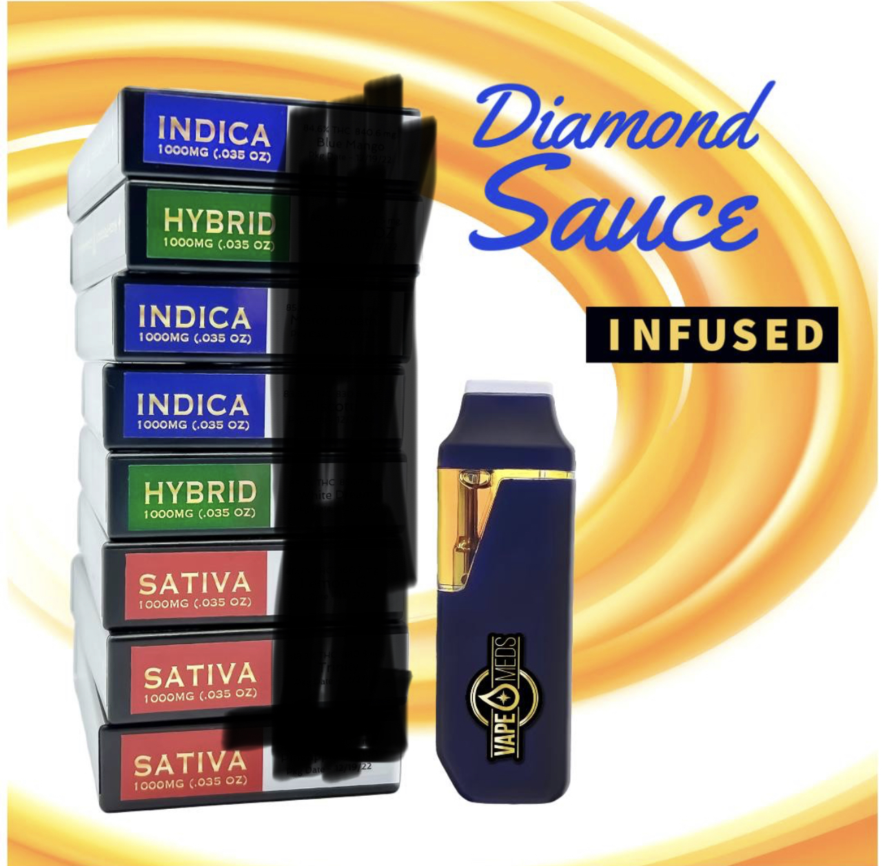 1G VapeMeds Diamond Sauce infused Disposable Vape Digital Art ERB HUB