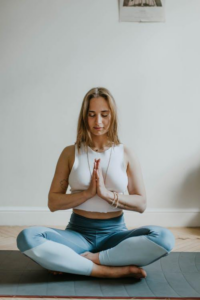 A woman meditating