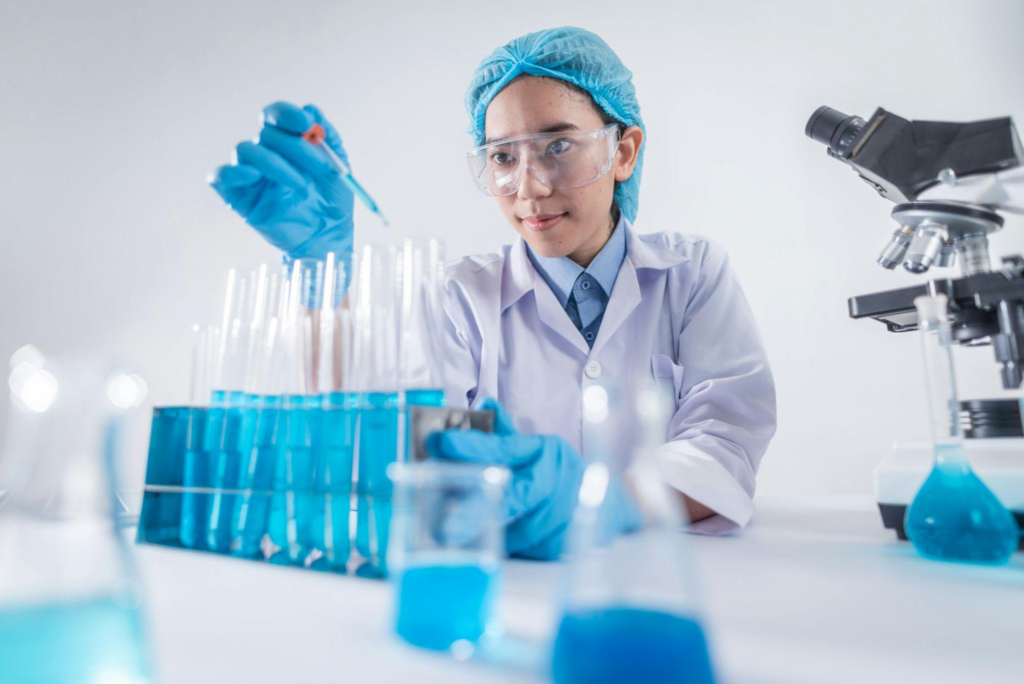 Technician testing in a lab.