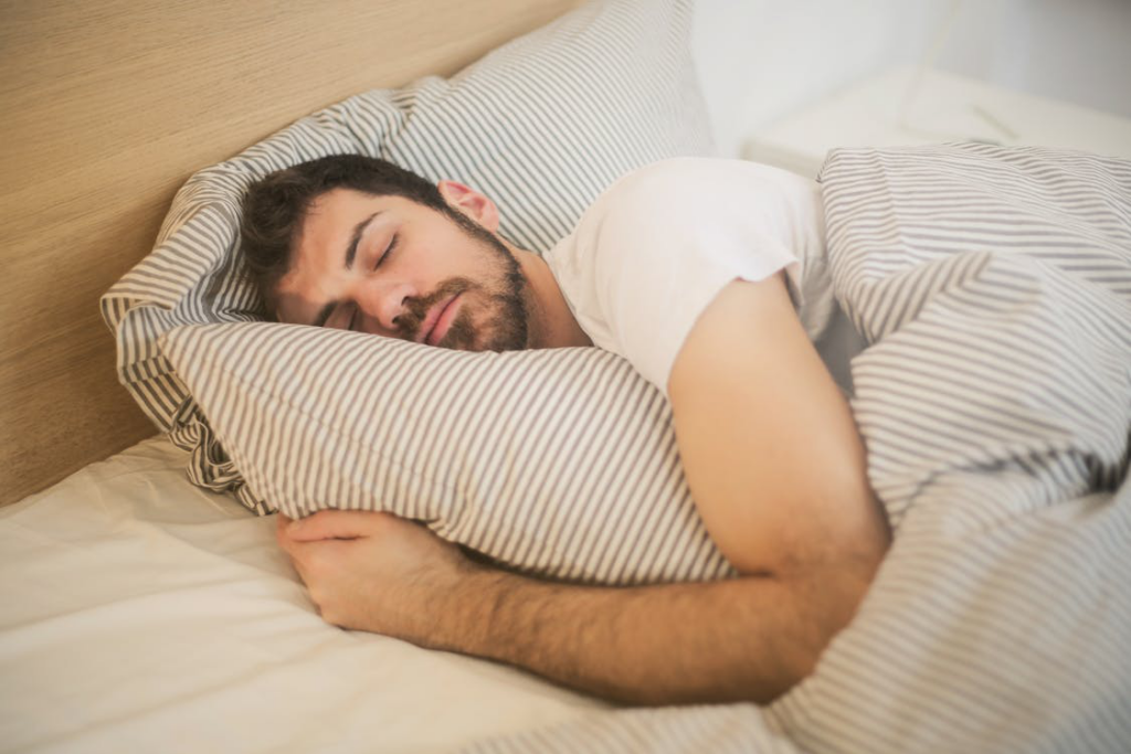 a man taking a nap.