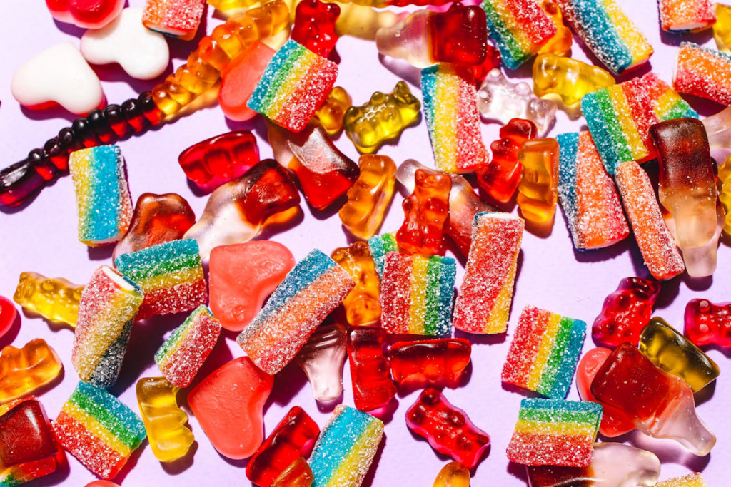 an assortment of gummies.