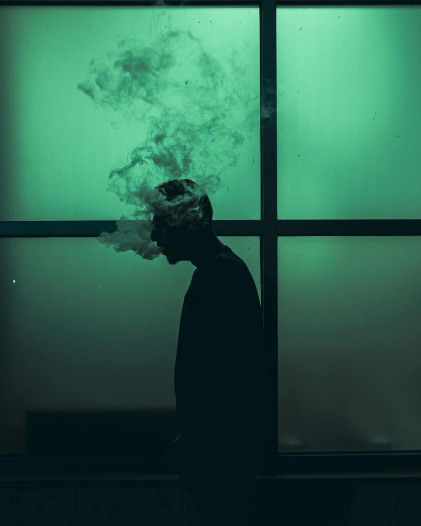 A picture of a person smoking