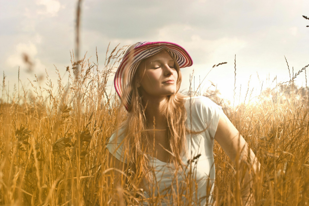  A picture of a person relaxing in a grass field