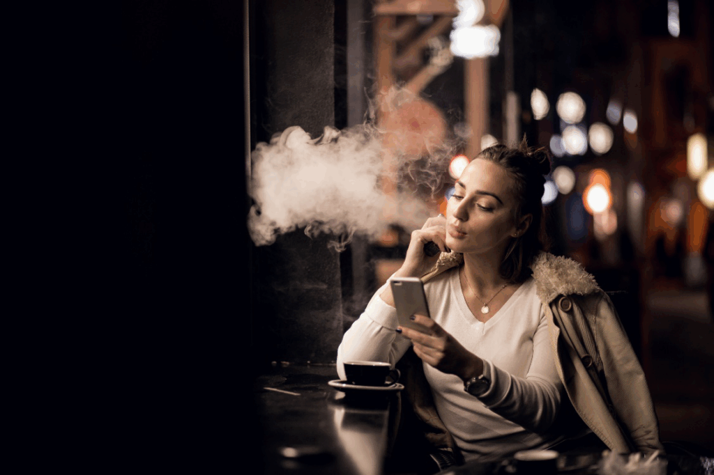 A picture of a person vaping