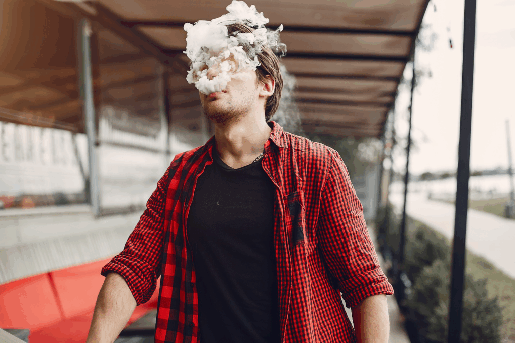A picture of a person vaping