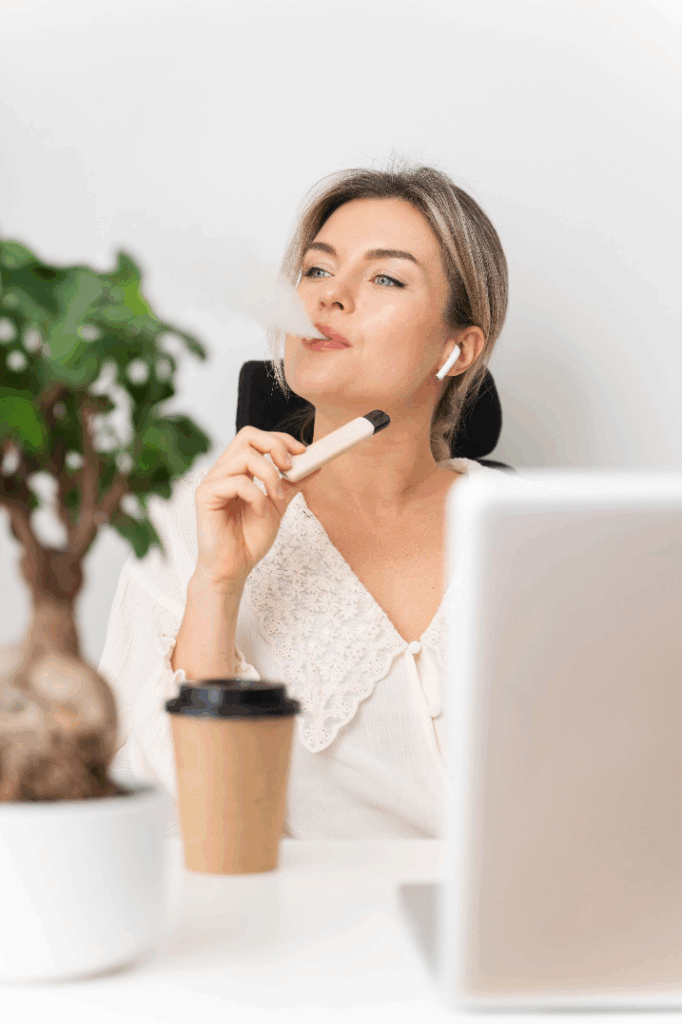 A picture of a person using vape