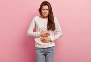 A picture of a person having stomach ache
