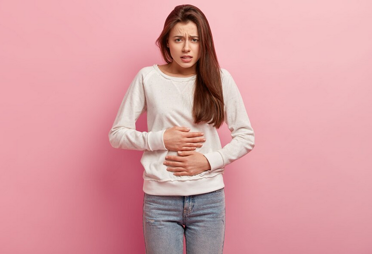 A picture of a person having stomach ache