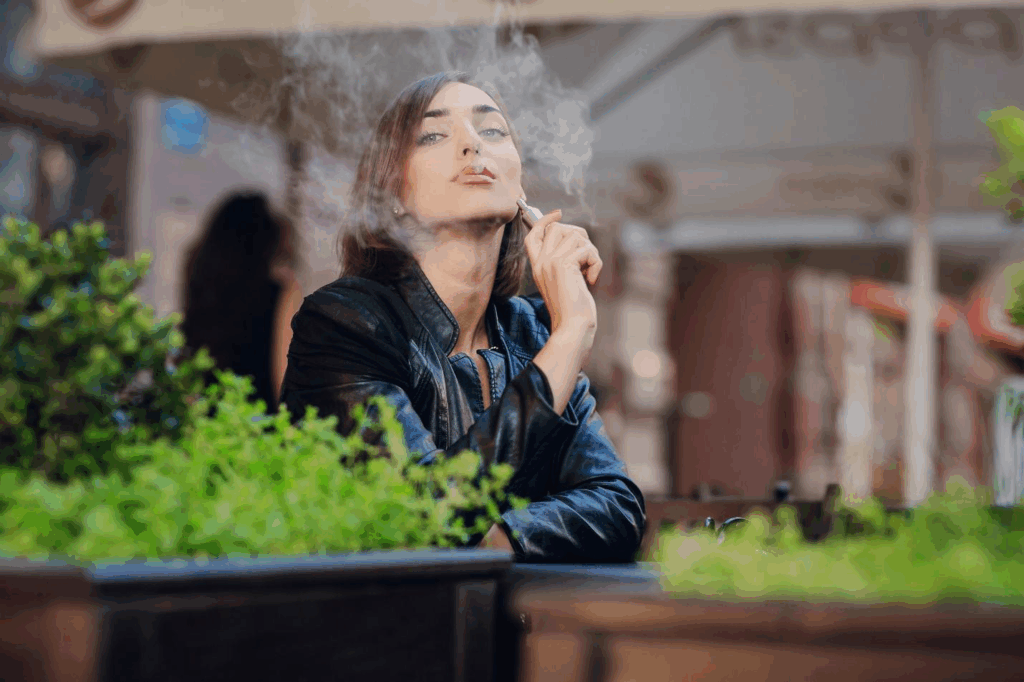 A picture of a person using a vape