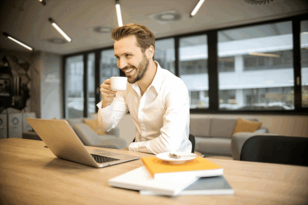 A picture of a person working in office