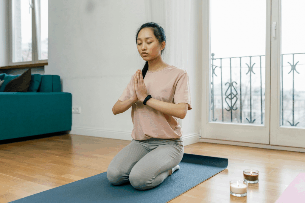 A picture of a person meditating