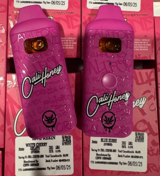 Neon pink California honey live resin disposable vape digital art with bold, vibrant hues.