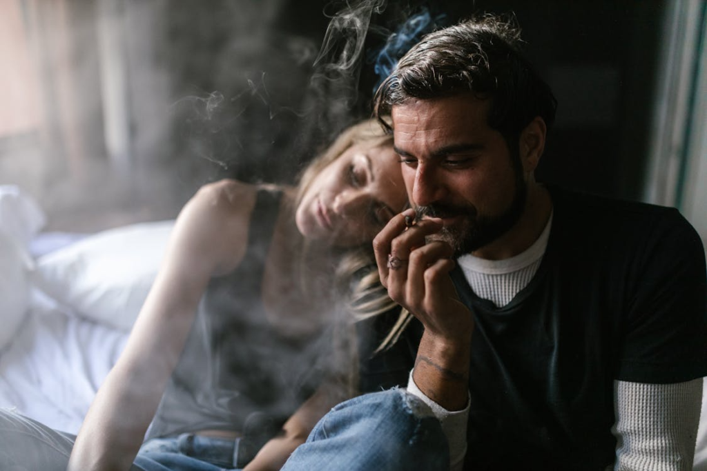 An image of a couple smoking together on Valentine’s Day