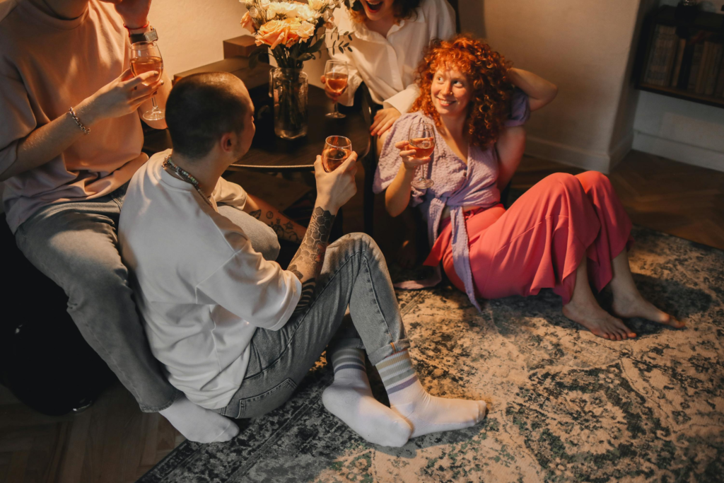  a group of friends sitting on the floor