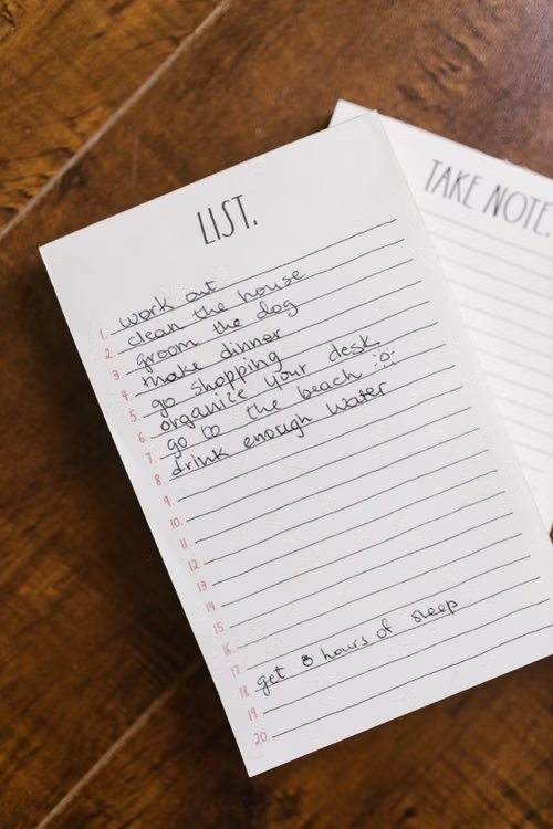 a short handwritten list
