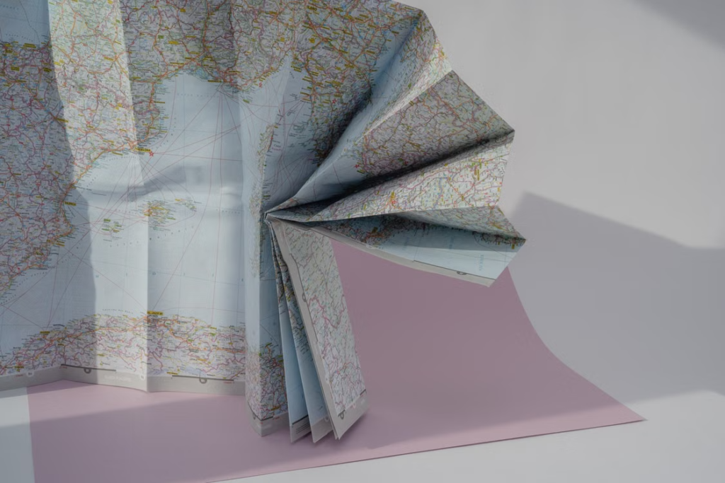 a folded paper map