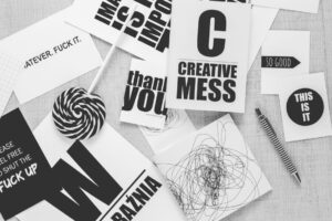 typography words on desk