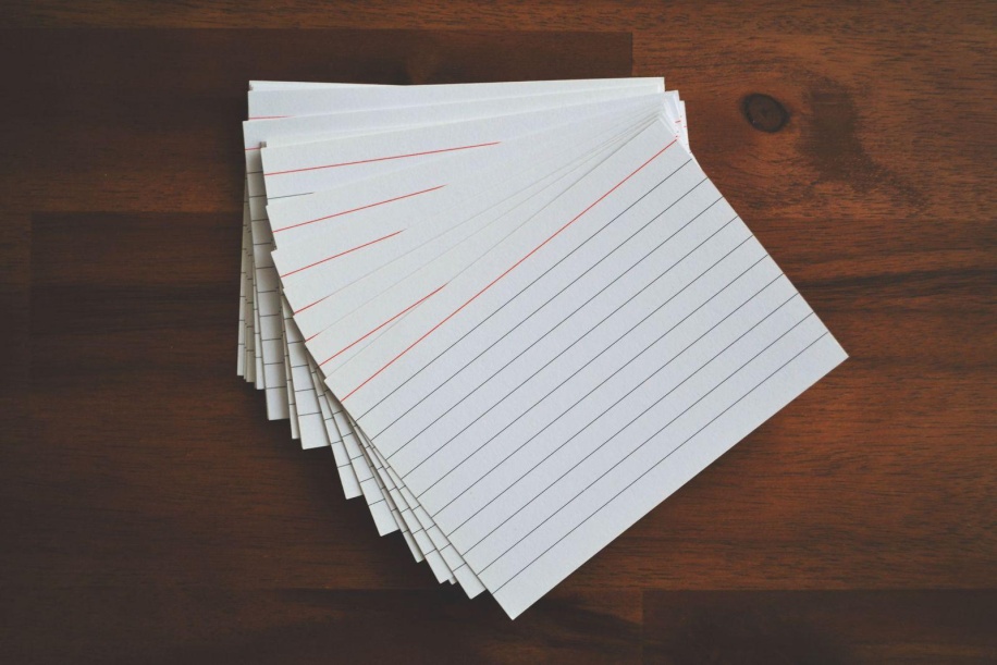  organized blank index cards