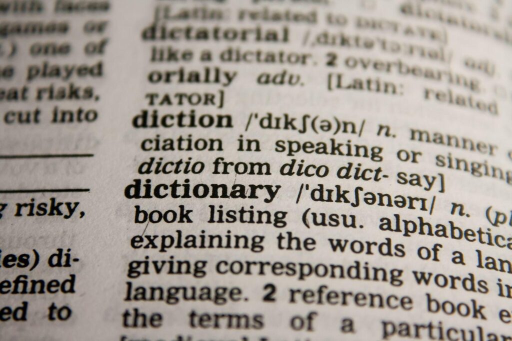dictionary page close up