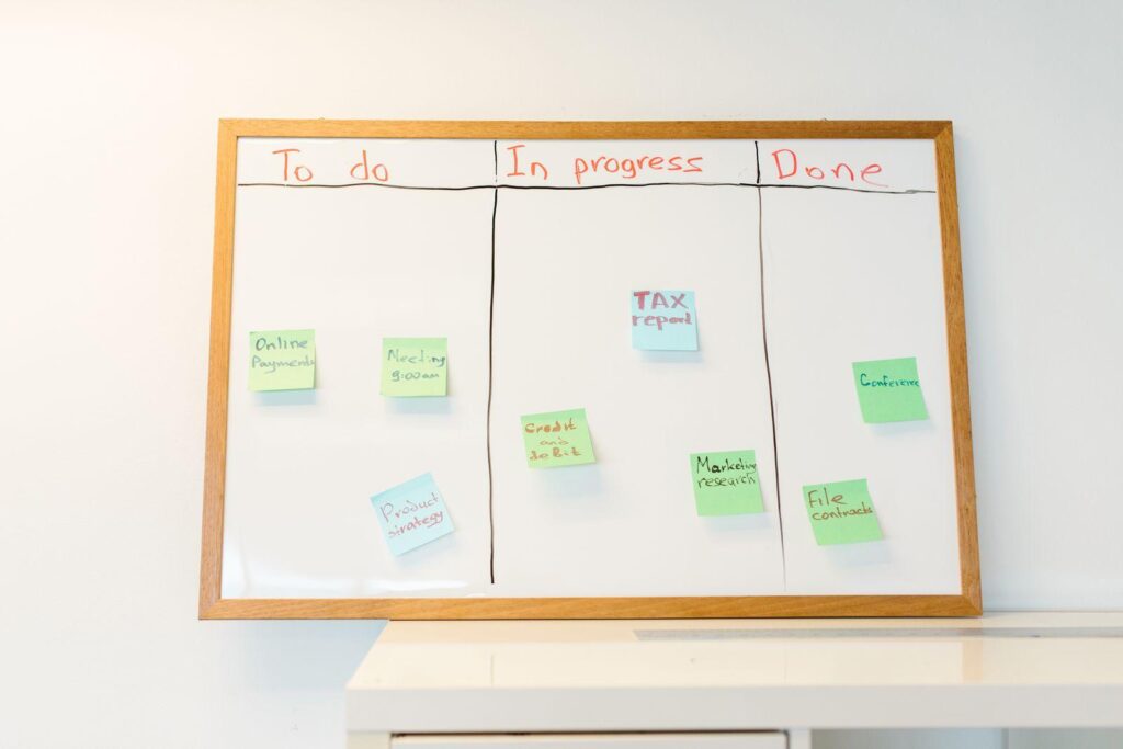 organized sticky notes board