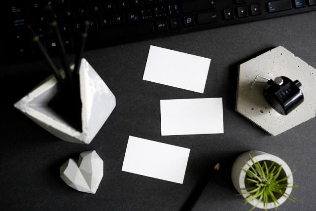 business cards on desk